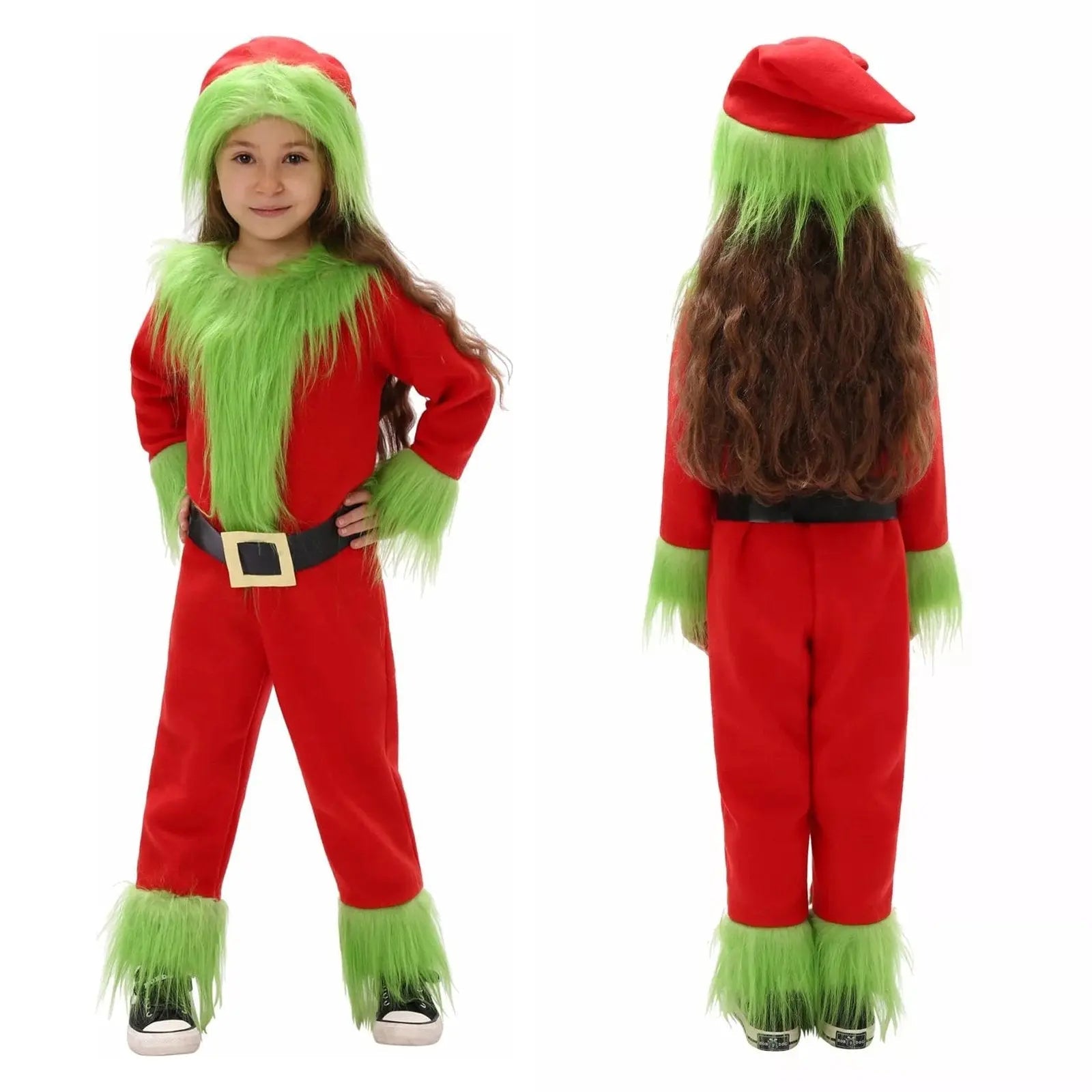 Kids The Grinch Christmas Cosplay Jumpsuit Hat Belt Suit - Pajamasbuy