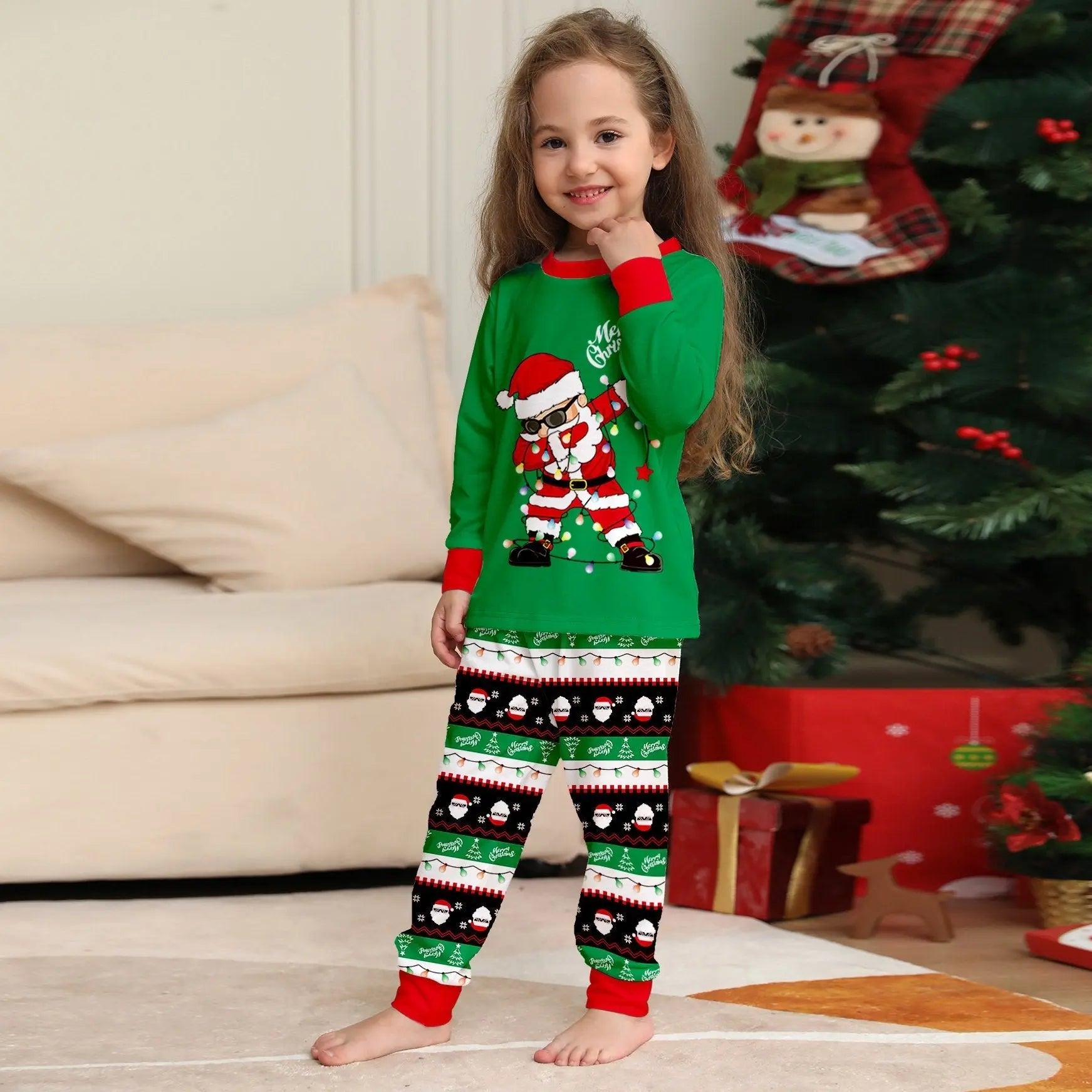 Matching Family Pajamas Christmas Pajamas Santa Claus Print Adults Kids Babies Costume-Pajamasbuy