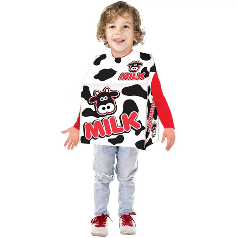 Milk Box Cosplay Costume Food Role - playing Parent - child Outfit Halloween Dress For Kids Adult - Pajamasbuy