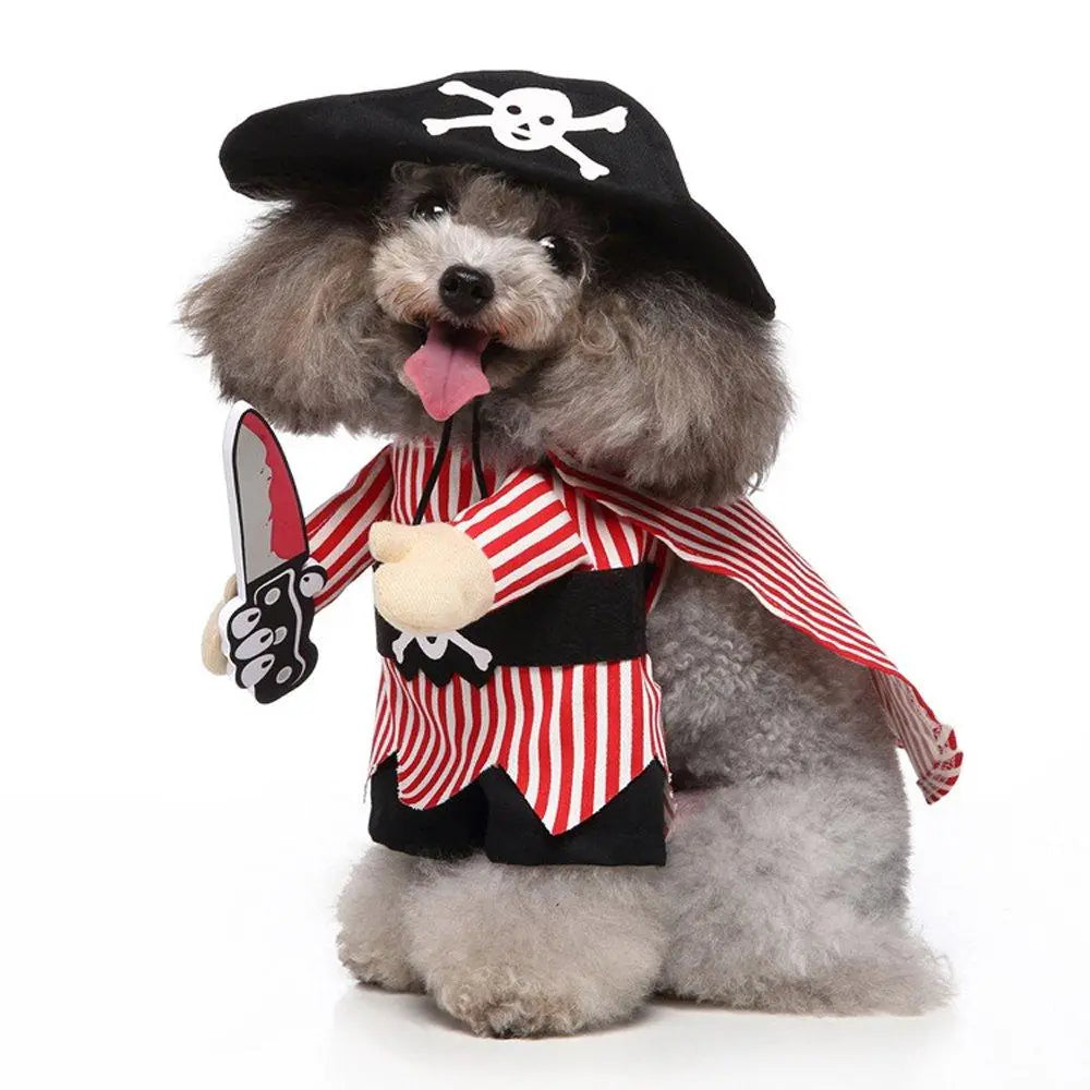 Pet Christmas Costumes Standing Upright Pirate with A Knife Clothes for Dogs - Pajamasbuy