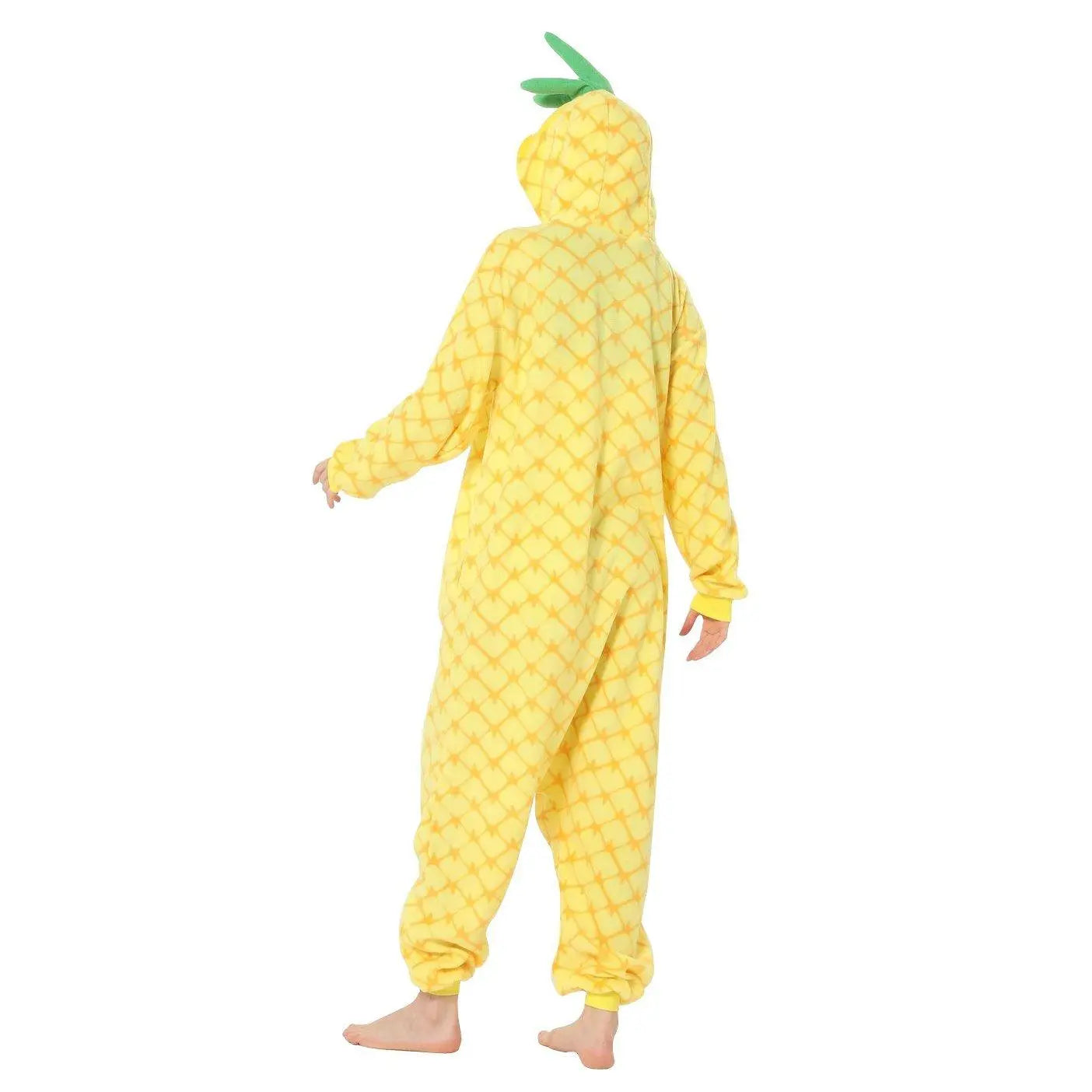 Pineapple Fruit Cartoon Kigurumi Onesies Cozy Fleece Pajamas Costume for Adults - Pajamasbuy