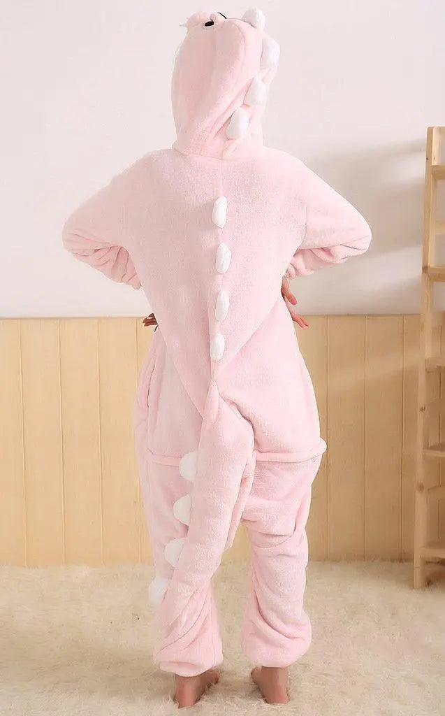 Pink Dinosaur Pajamas Onesies Hoodie Animal Costume - Pajamasbuy