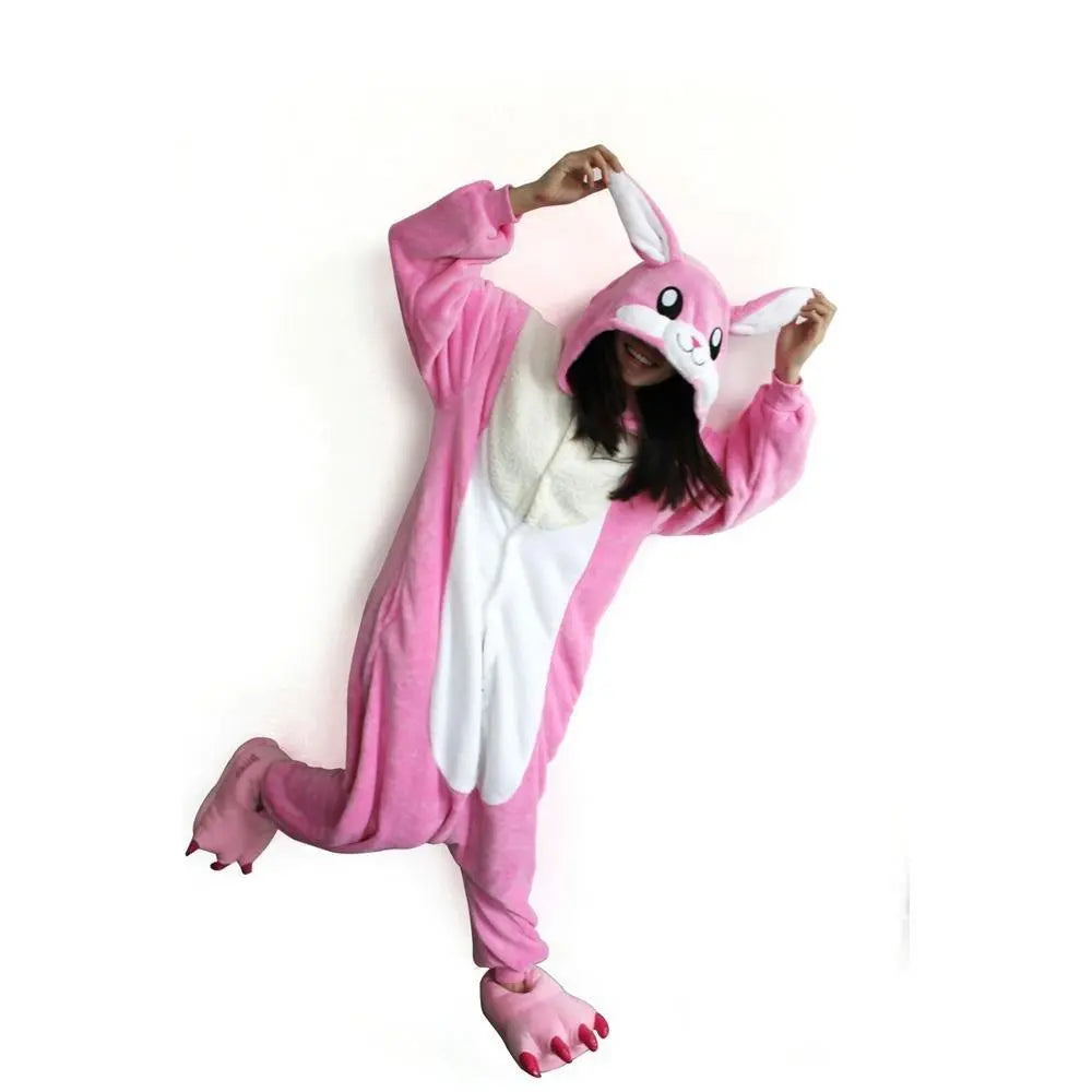 Pink Rabbit Onesies Hoodie Pajamas Animal Costume Kigurumi - Pajamasbuy