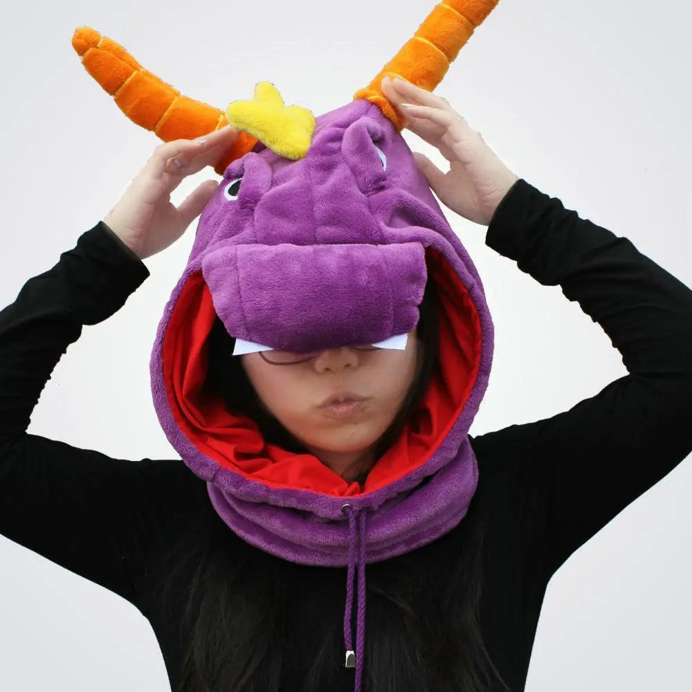 Purple Royal Dragon Spyro The Dragon Kigurumi Neck warmer Hood - Pajamasbuy