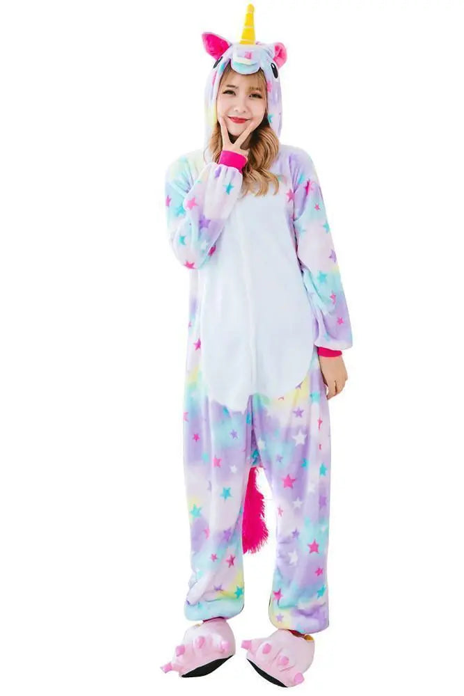 Rainbow Unicorn Adult Unisex Pajamas Costume Onesie Kigurumi - Pajamasbuy