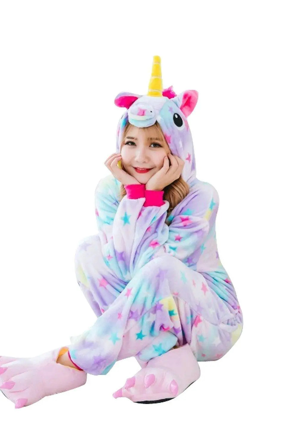 Rainbow Unicorn Adult Unisex Pajamas Costume Onesie Kigurumi - Pajamasbuy