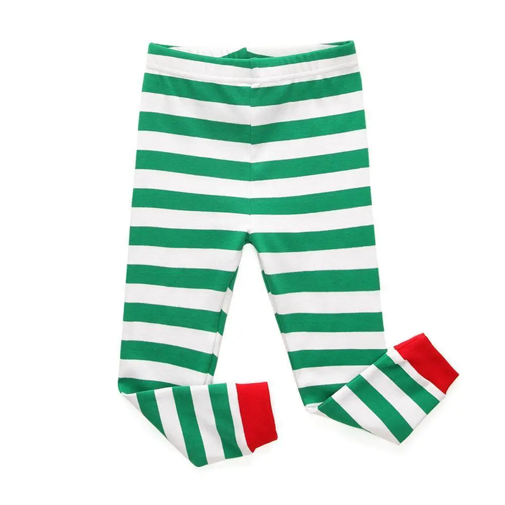 Red Green Christmas Kids Sleepwear Stripes Top Pants Pajamas Set - Pajamasbuy