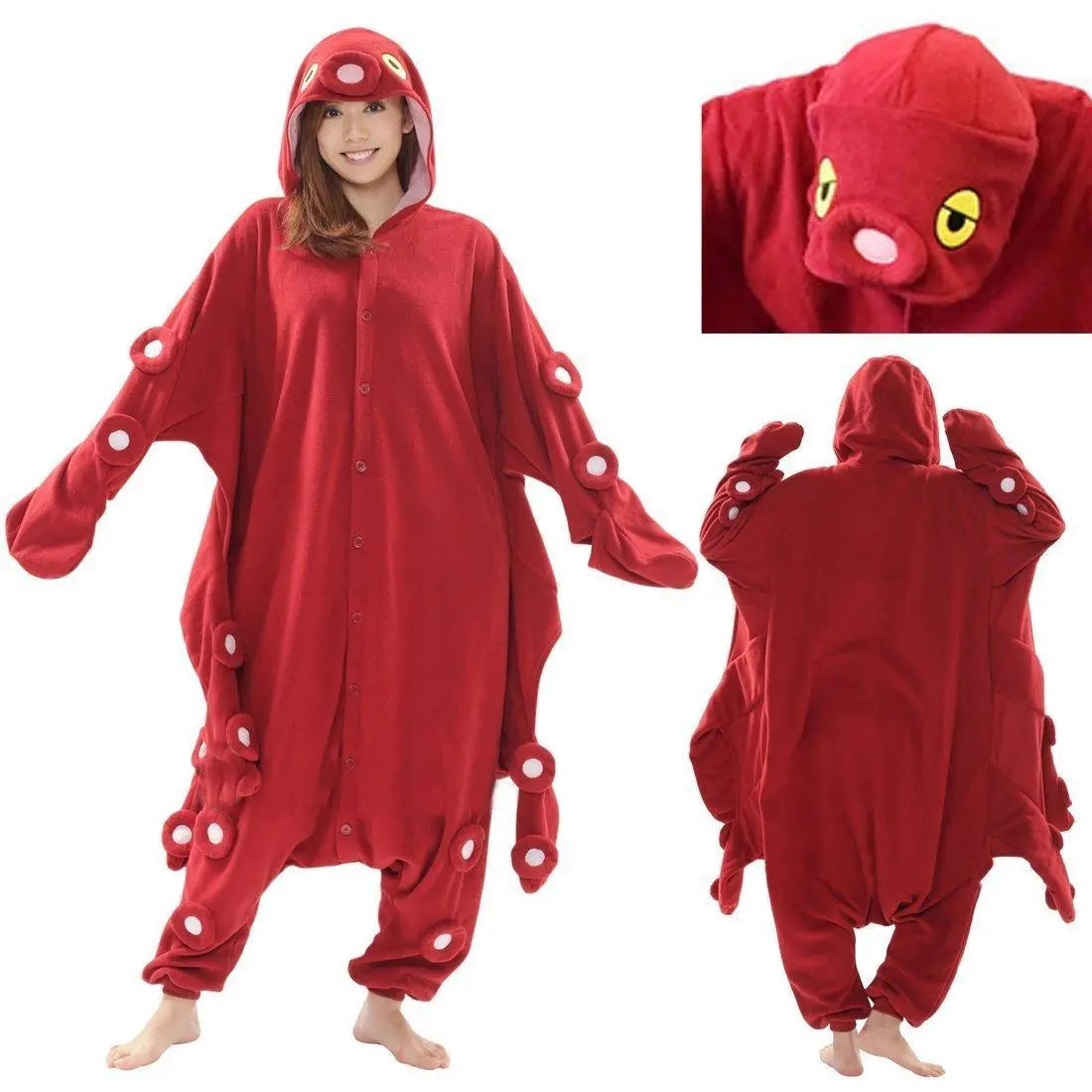 Red Octopus Animal Kigurumi Onesies Pajamas Costume - Pajamasbuy