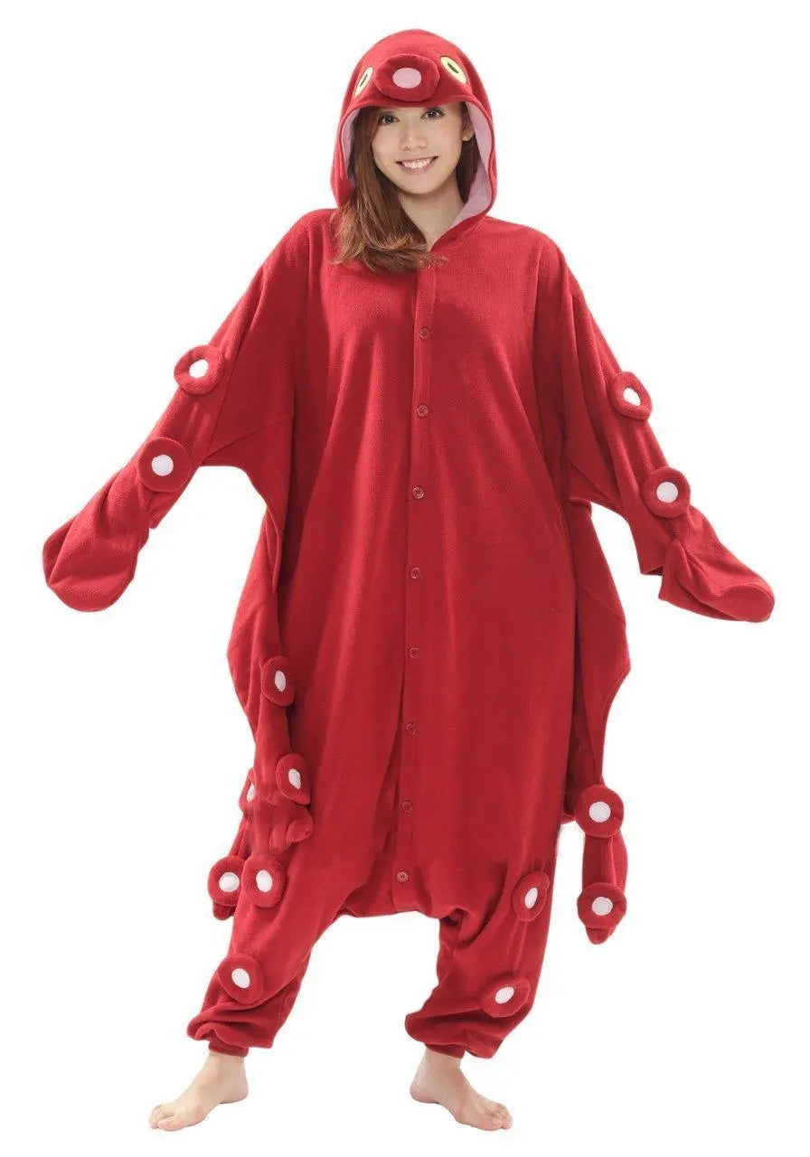 Red Octopus Animal Kigurumi Onesies Pajamas Costume - Pajamasbuy