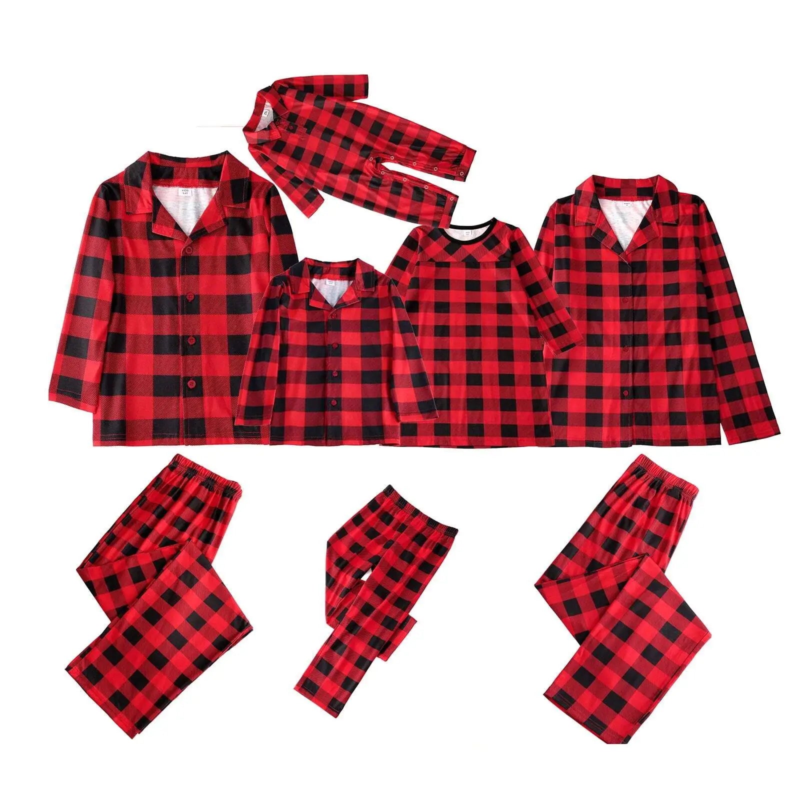 Red plaid Christmas Family Couples Matching Pajamas Party Sets - Pajamasbuy