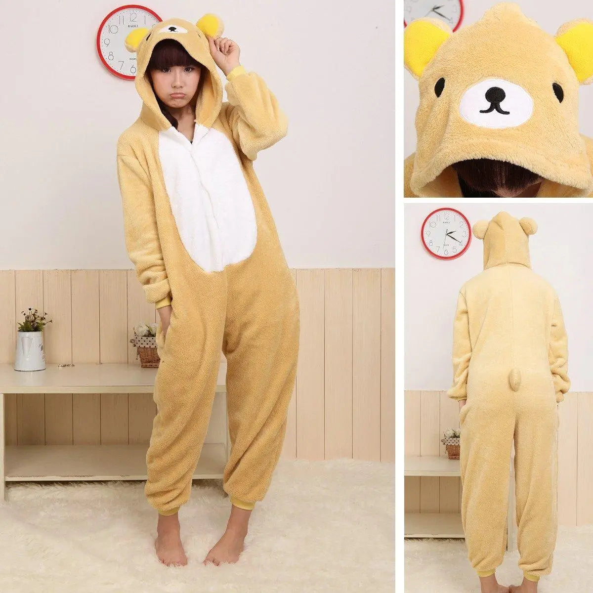 Rilakkuma Bear Kigurumi Onesie Hoodie Pajamas Animal Costume - Pajamasbuy