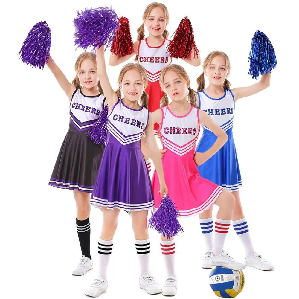 School Cheerleading Uniform Costume Cheerleader Party Dress Halloween Outfit Dress Up For Girls - Pajamasbuy