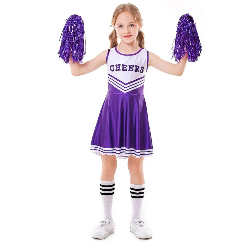 School Cheerleading Uniform Costume Cheerleader Party Dress Halloween Outfit Dress Up For Girls - Pajamasbuy