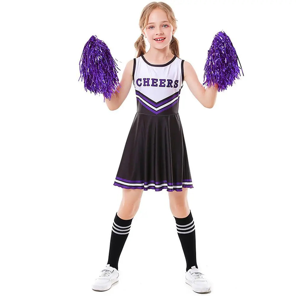 School Cheerleading Uniform Costume Cheerleader Party Dress Halloween Outfit Dress Up For Girls - Pajamasbuy