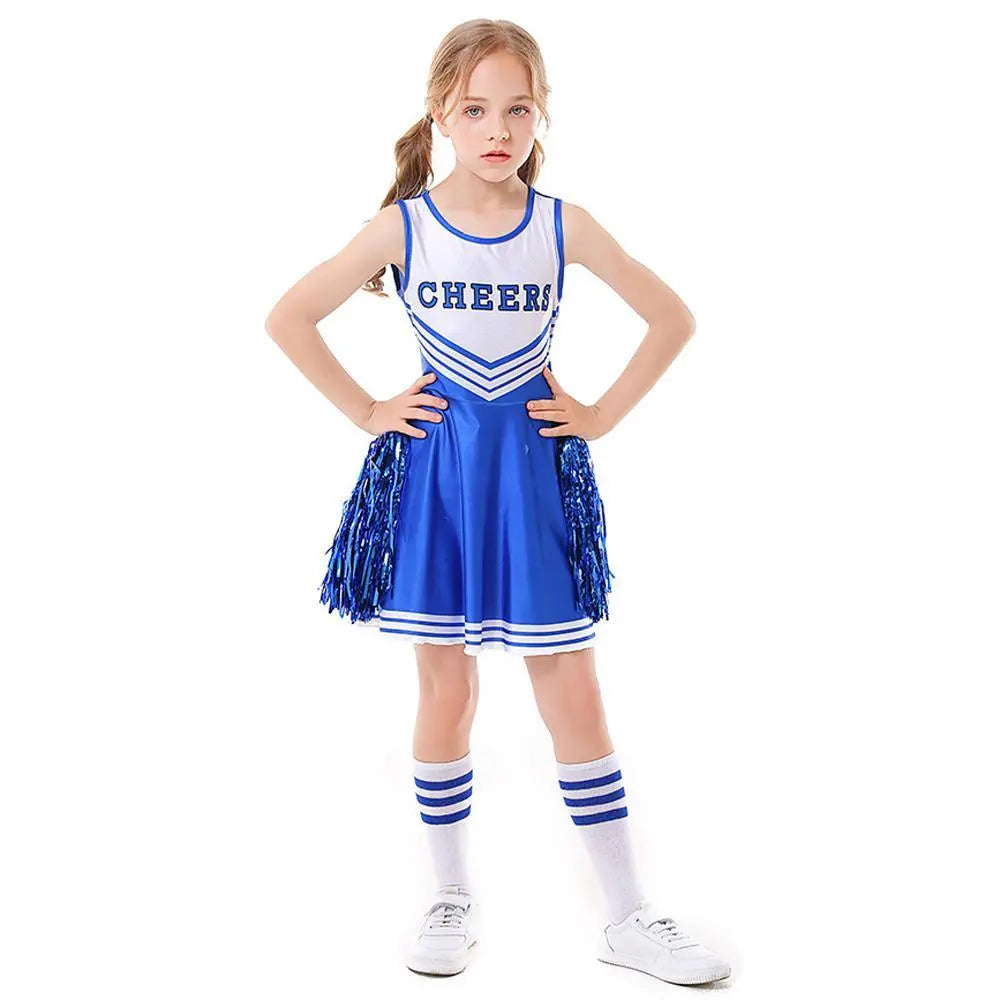 School Cheerleading Uniform Costume Cheerleader Party Dress Halloween Outfit Dress Up For Girls - Pajamasbuy