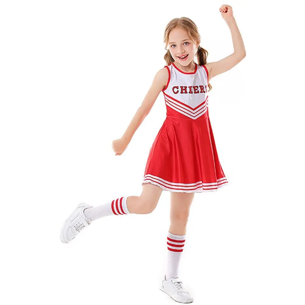 School Cheerleading Uniform Costume Cheerleader Party Dress Halloween Outfit Dress Up For Girls - Pajamasbuy