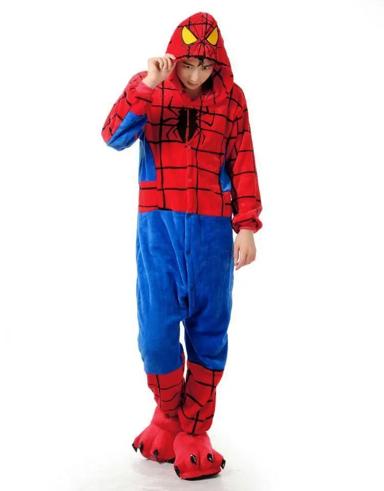 Spiderman Kigurumi Onesies Hoodie Pajamas Costume for Adult - Pajamasbuy