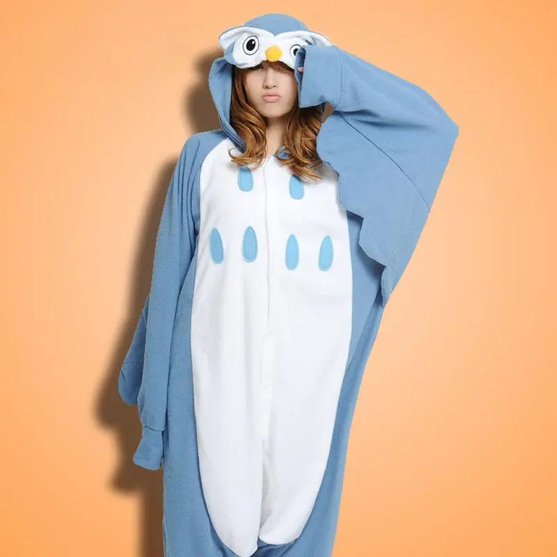 Steelblue Owl Onesies Hoodie Unisex Costume Kigurumi Pajamas - Pajamasbuy