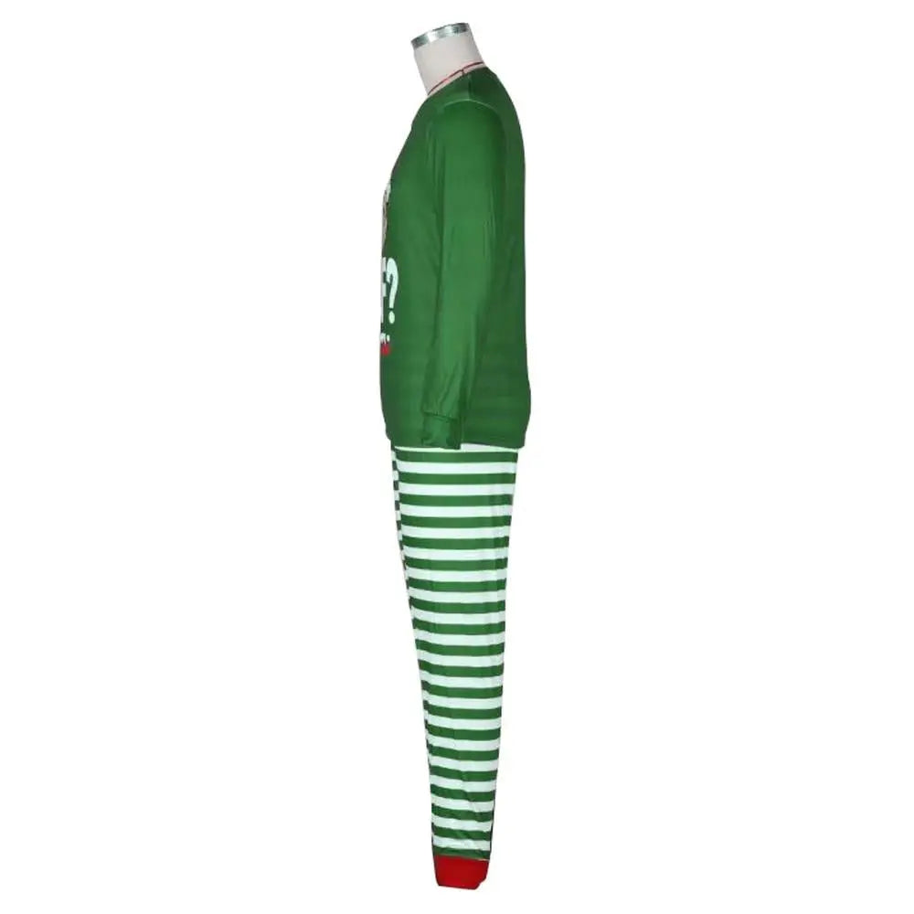 The Grinch Santa Hat Green Stripes Print Christmas Family Matching Pajamas Set - Pajamasbuy