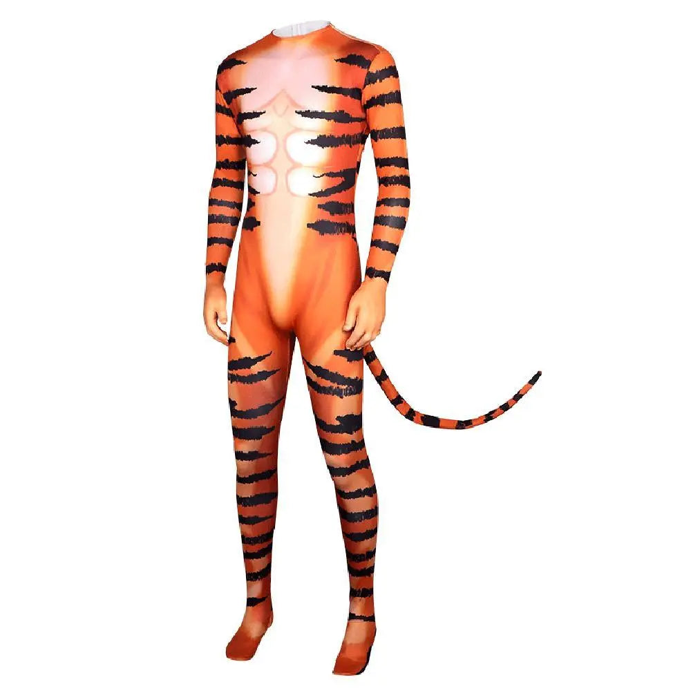 Tiger Stripes Animal Cosplay Zentai Costume Jumpsuit Bodysuit Outfits Adult - Pajamasbuy