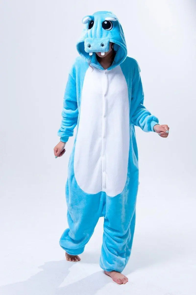 Unisex Adult Hippo Onesies Hoodie kigurumi Costume Pajamas - Pajamasbuy