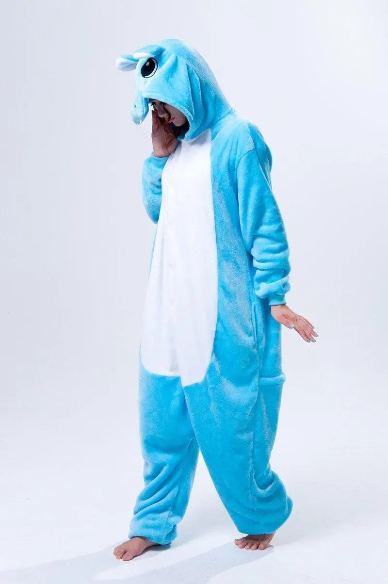 Unisex Adult Hippo Onesies Hoodie kigurumi Costume Pajamas - Pajamasbuy