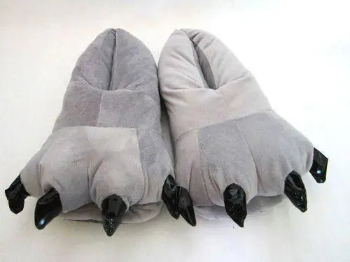 Unisex Animal Totoro Grey cosplay Kigurumi fleece slippers shoes - Pajamasbuy