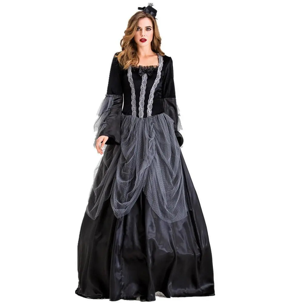 Vampires Costume Halloween Cosplay Dress Gothic Queen Outfit Gorgeous Elegant Witch Cosplay Costume - Pajamasbuy