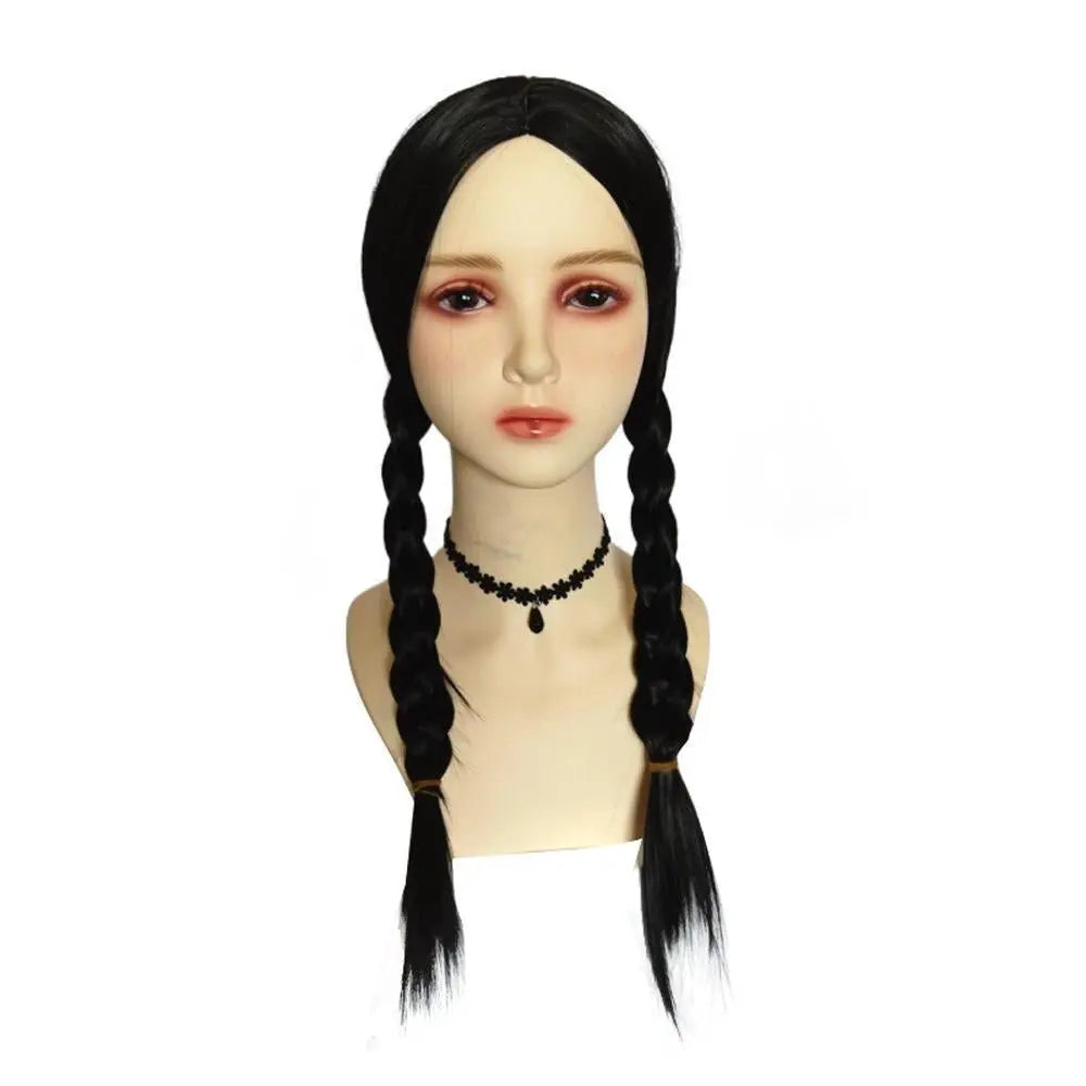 Wednesday Addams Wig The Addams Family Cosplay Black middle part braid wigs For Adult - Pajamasbuy