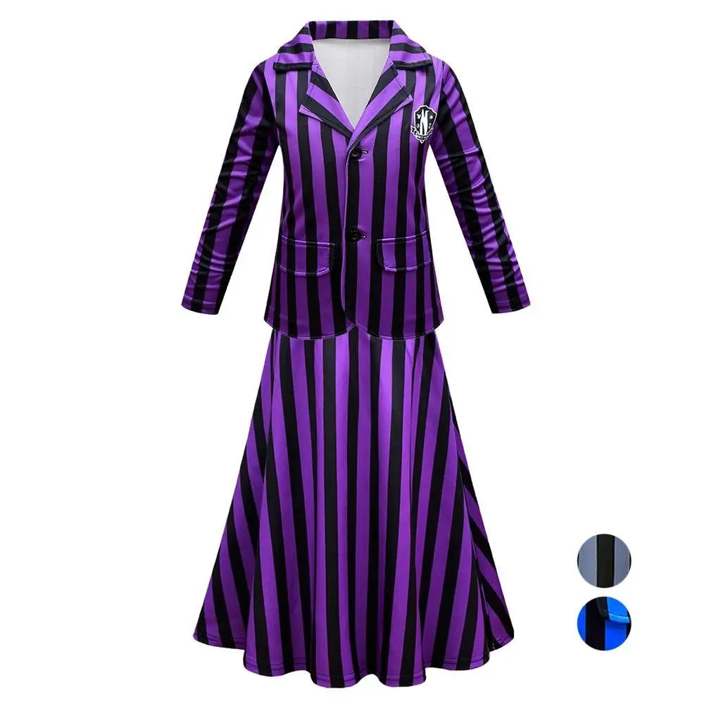 Wednesday Costume The Addams Family Cosplay Long Sleeve suit skirt For Kids - Pajamasbuy