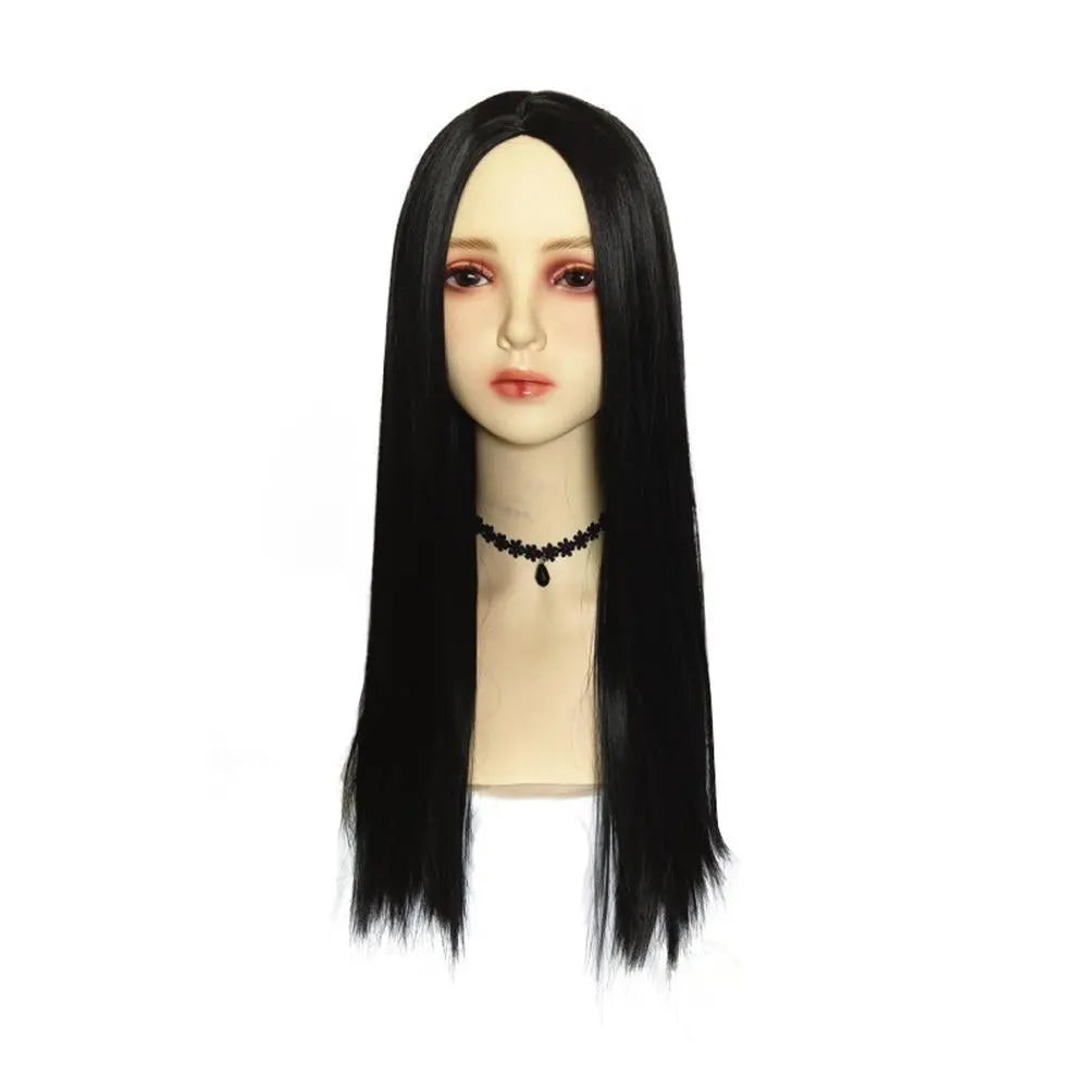 Wednesday's Mom Wig The Addams Family Cosplay Black Middle Parted Straight Wig For Adult - Pajamasbuy