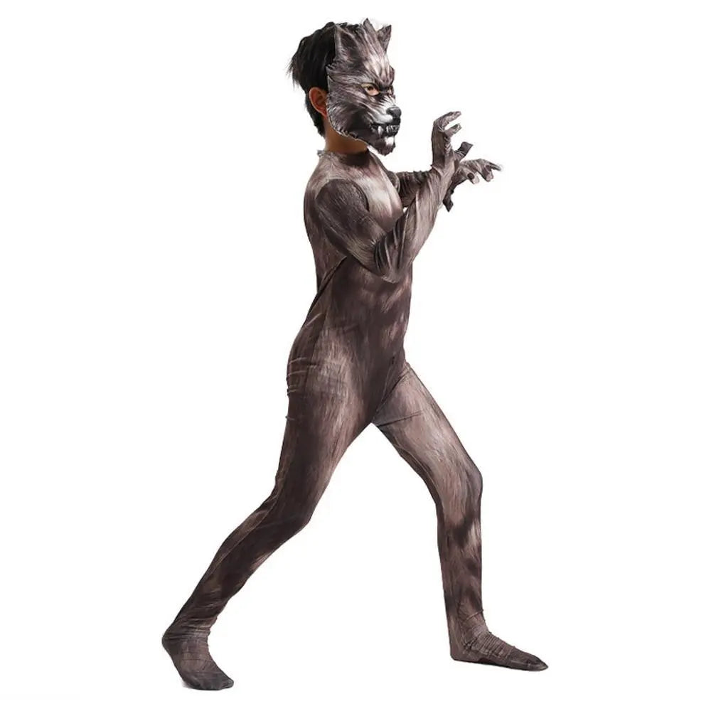 Werewolf Kid costume scary Halloween 3D Zentai Bodysuit - Pajamasbuy