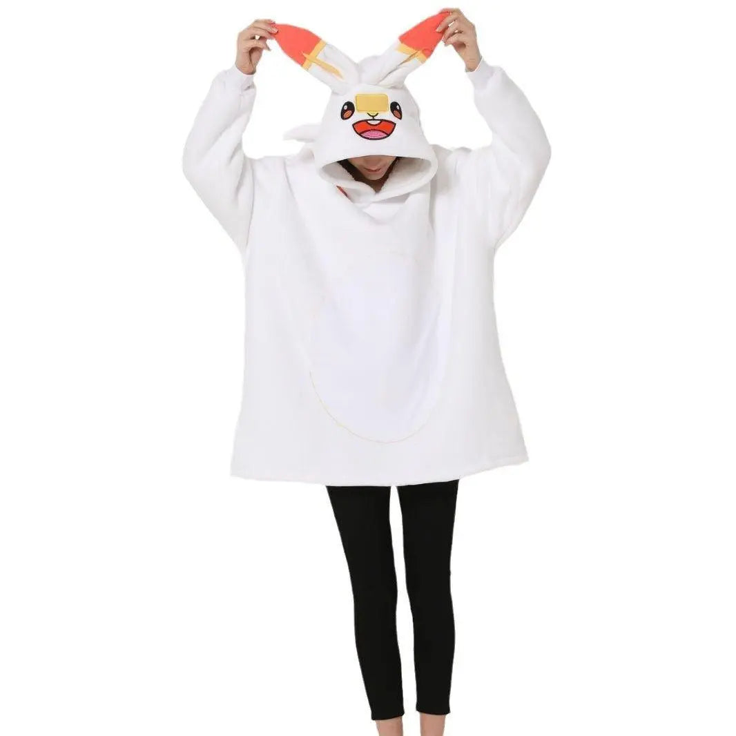 BuyWhite Flame Rabbit Animal Keep Warm Costume Cozy Cartoon Lazy TV Blanket Now Cheaper With 3 - 5 Days Ship - PajamasBuy