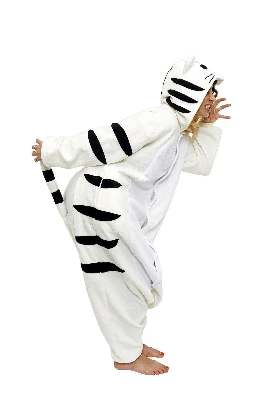 White Tiger Pajamas Kigurumi Onesies Hoodie Animal Costume - Pajamasbuy