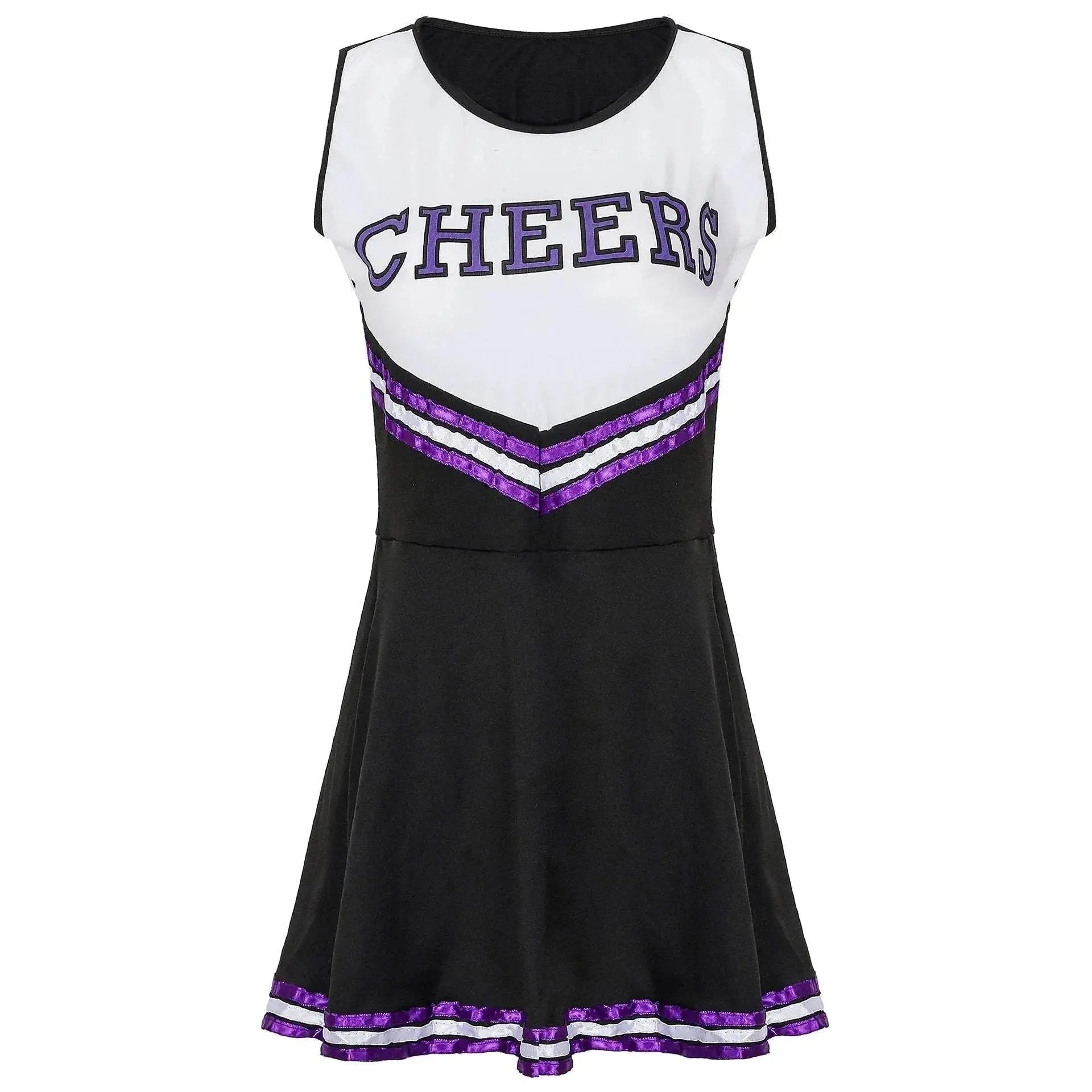 Women Cheerleader Costume Outfit With Poms Fancy Uniform Sports Dress - Pajamasbuy