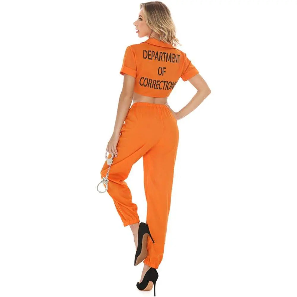 Women Prisoner Costume Halloween Cosplay Jumpsuit Female - Pajamasbuy