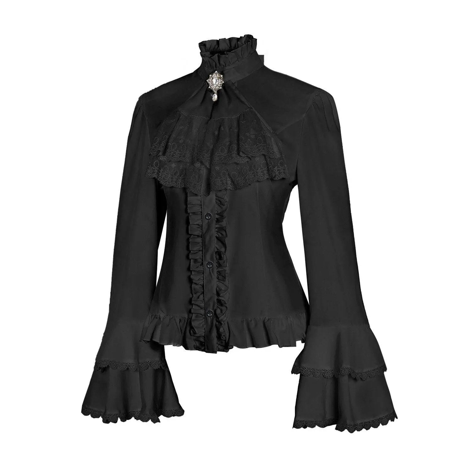 Women's Lolita Palace Retro Blouse Long Bell Sleeve Ruffled Shirt - Pajamasbuy