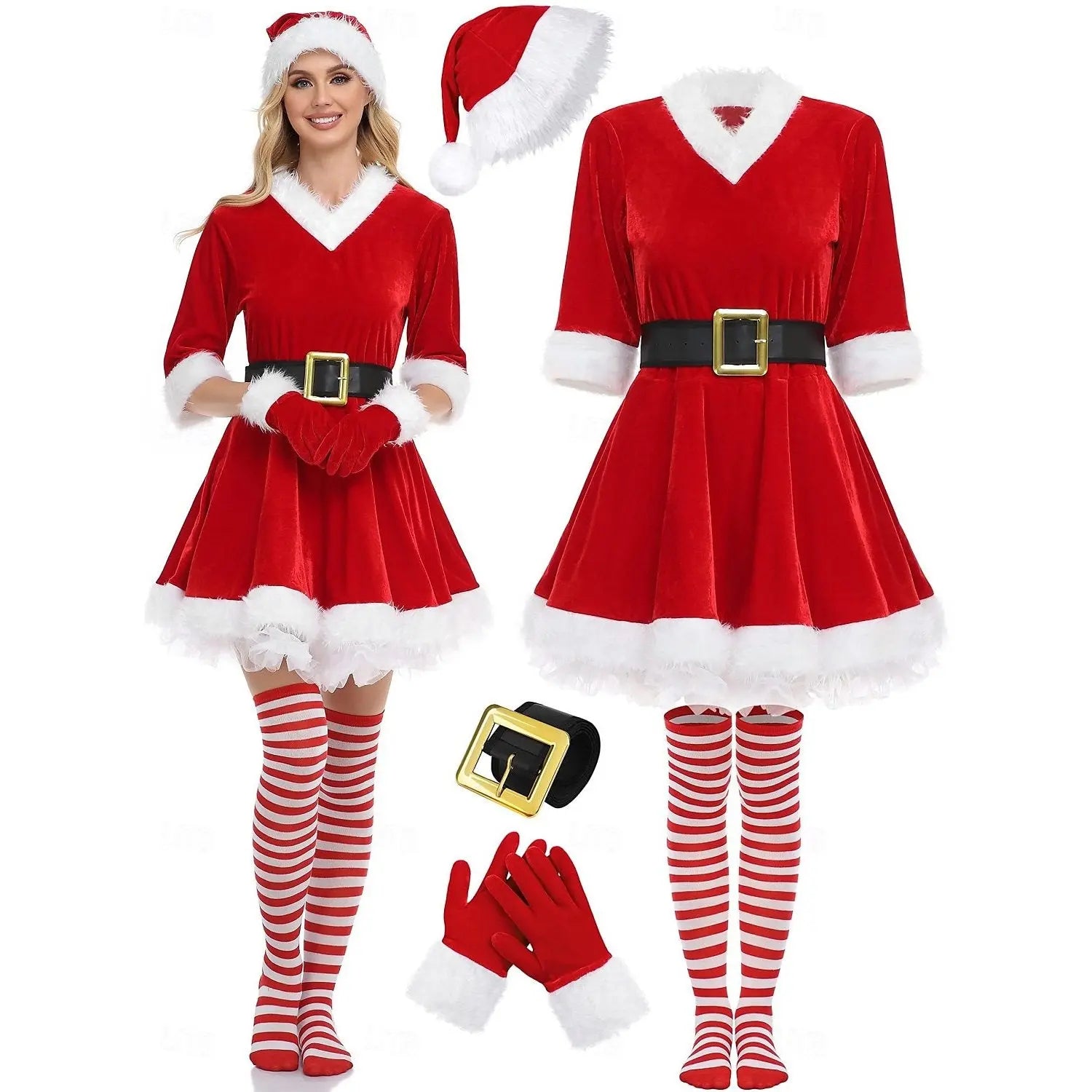 Women's Santa Claus Helper Cosplay Costumes Fancy Dress Outfit - Pajamasbuy