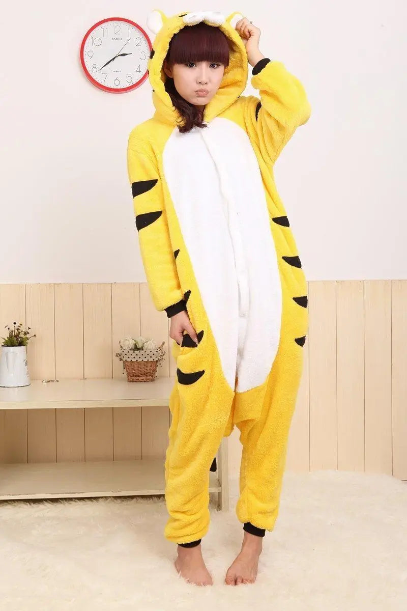 Yellow Tiger Pajamas Onesies Animal Kigurumi Hoodie Costume - Pajamasbuy