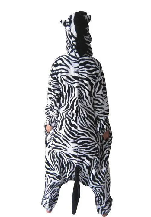 Zebra Fleece Pajamas Onesies Hoodie Animal Kigurumi Costume - Pajamasbuy