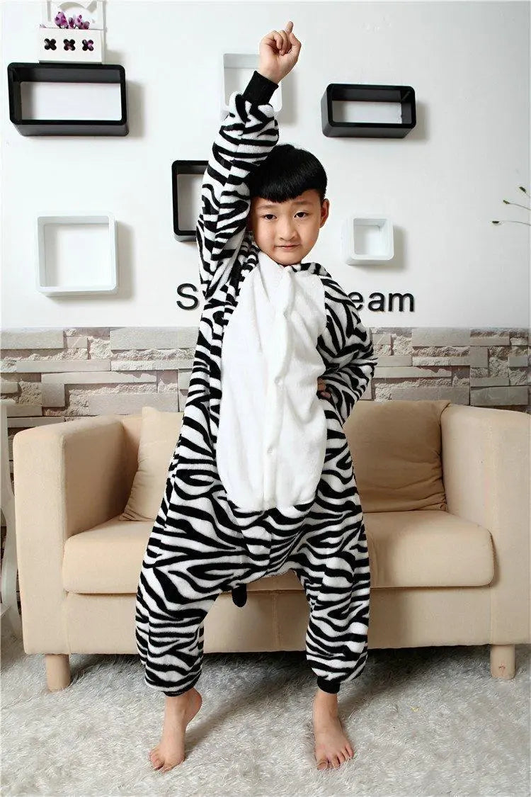 Zebra Kids Kigurumi Pajamas Animal Onesies Hoodie Costume - Pajamasbuy