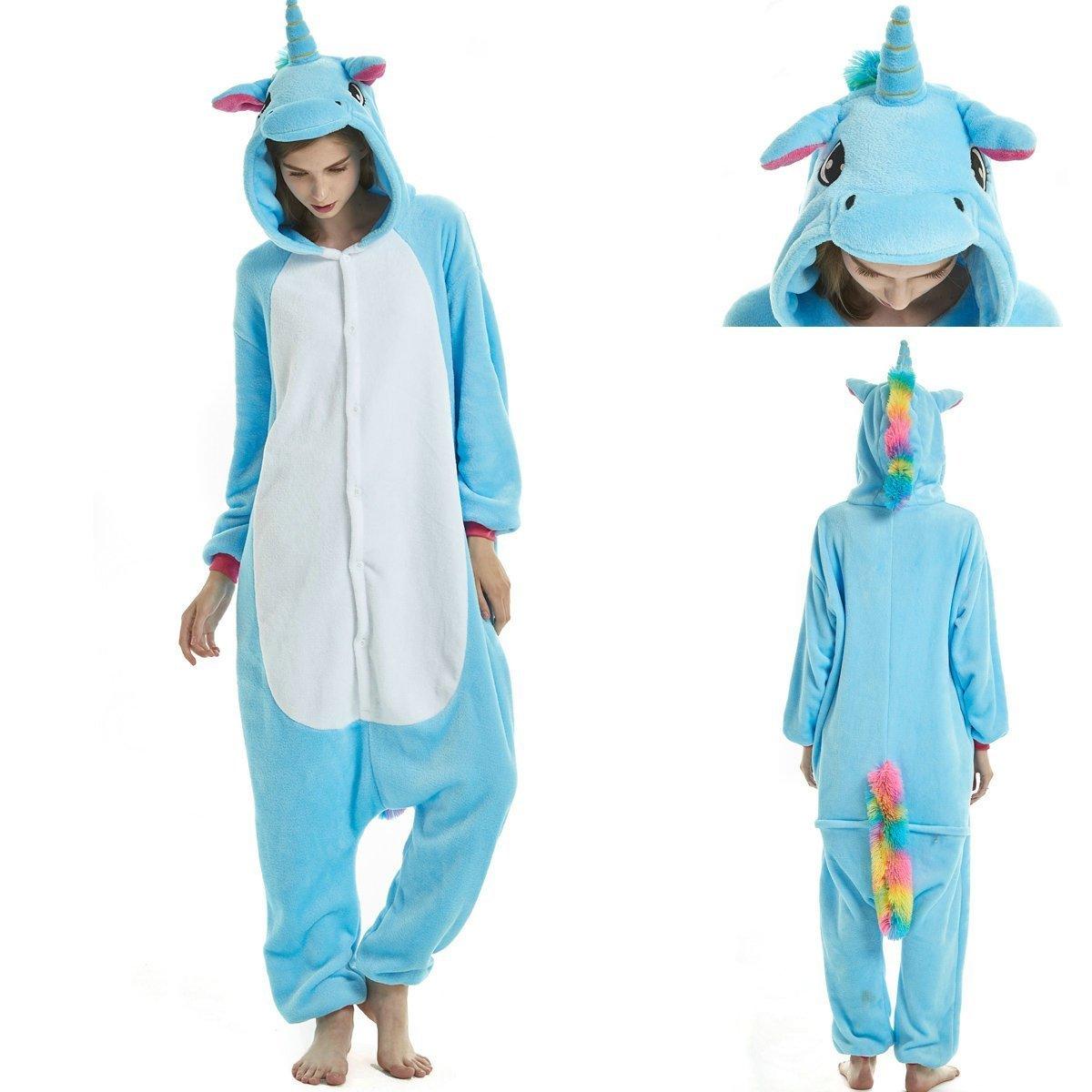 Adult Blue Unicorn Kigurumi Onesies Pajamas Costume - Pajamasbuy