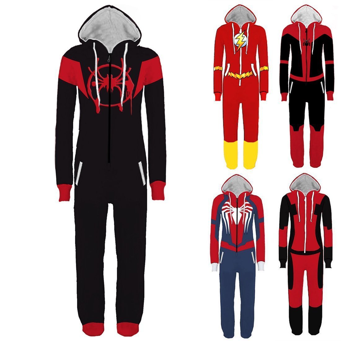 BuyAdult Men's Super hero Spider - man Deadpool The Flash One Piece costume Jumpsuit Now Cheaper With 3 - 5 Days Ship - PajamasBuy