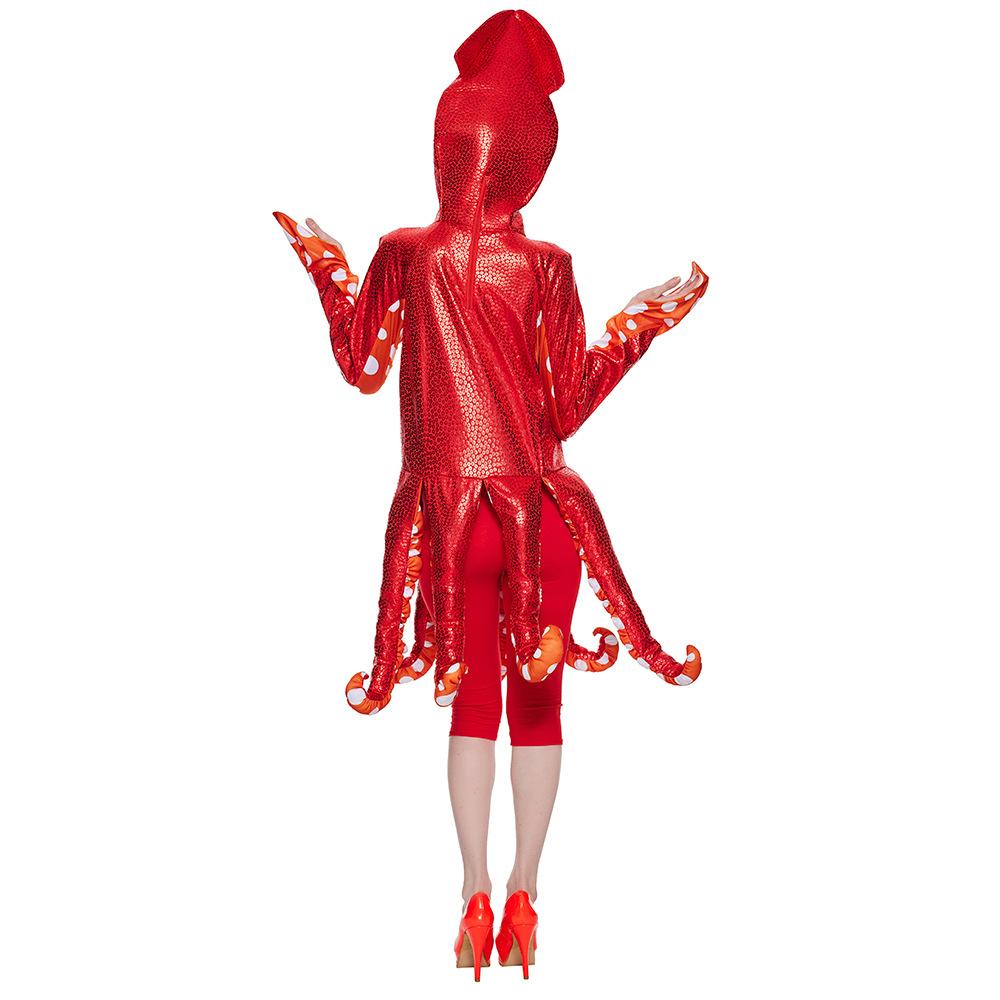 BuyAdult Spoof Squid Costume Red Leggings Jumpsuit Funny Novelty Halloween Cosplay Costume Now Cheaper With 3 - 5 Days Ship - PajamasBuy