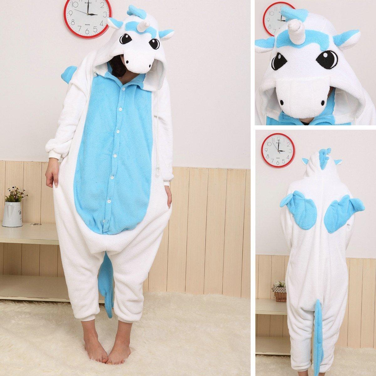 Adult Unsex Blue Unicorn Kigurumi Onesies Animal Costume Pajamas - Pajamasbuy