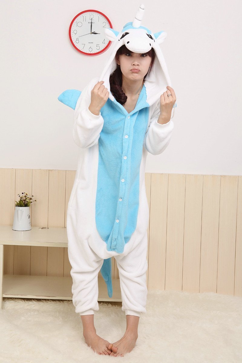 BuyAdult Unsex Blue Unicorn Kigurumi Onesies Animal Costume Pajamas Now Cheaper With 3 - 5 Days Ship - PajamasBuy