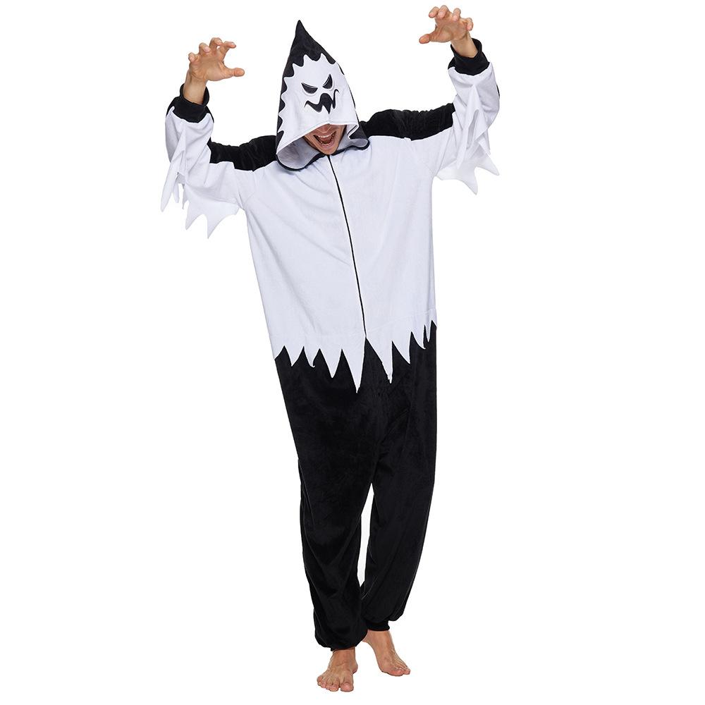 BuyAdult White Haunt Fluffy Hooded Pajamas Halloween Horror Role Play Costume Now Cheaper With 3 - 5 Days Ship - PajamasBuy