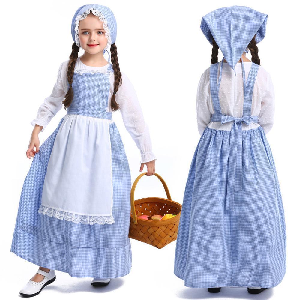 Alice Lolita Maid for kids Blue Farm Florist girl dress kids Maid Cosplay Costume - Pajamasbuy