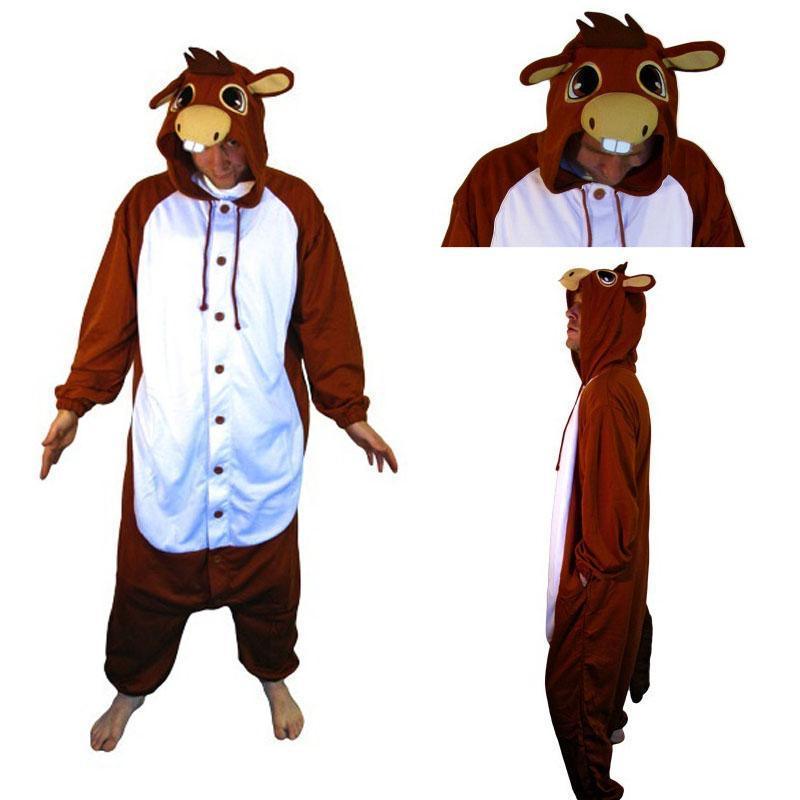 Animal Adult Brown Donkey Onesies Hoodie kigurumi Pajamas - Pajamasbuy