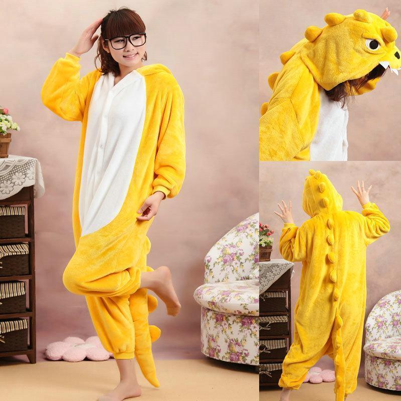 Animal Adult Yellow Dinosaur Onesie kigurumi Costume Pajamas - Pajamasbuy